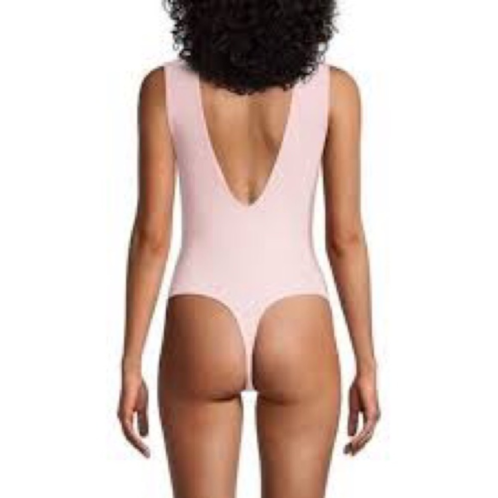 NWT | FREE PEOPLE INTIMATES ROSE PINK PLUNGE KEEP IT SLEEK SLEEVELESS BODYSUIT - Picture 5 of 10